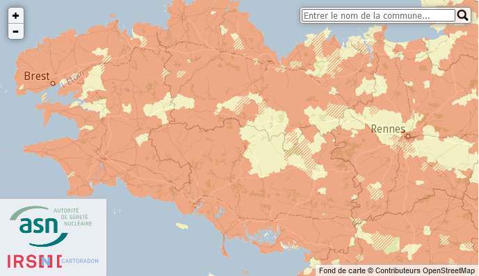 Carte du radon en Bretagne